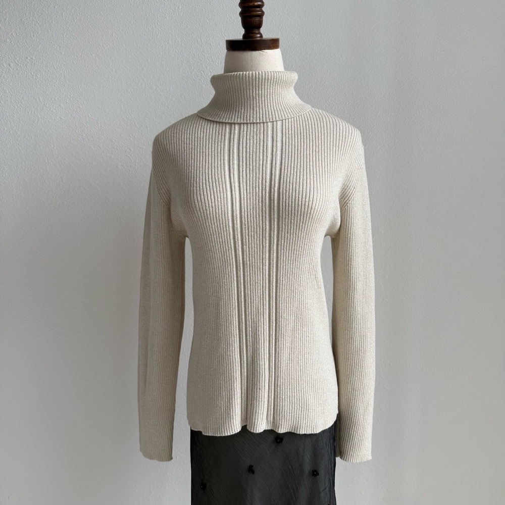 2000’s Cream Lamé Turtleneck Sweater